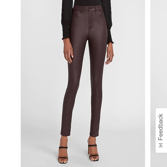 Express Denim - NWT High Waist Coated Maroon Skinny Jeans